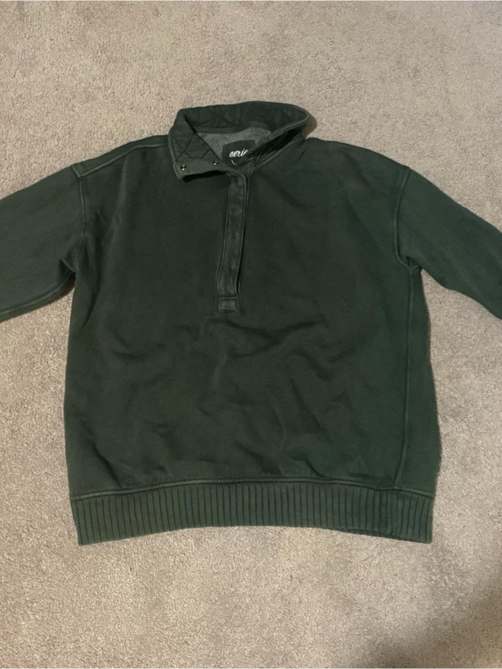 Women’s  Dark Green Quarter-Snap Pullover Sweater